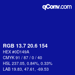 カラーコード: RGB 13.7 20.6 154 | qconv.com