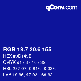 カラーコード: RGB 13.7 20.6 155 | qconv.com