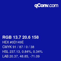 カラーコード: RGB 13.7 20.6 158 | qconv.com