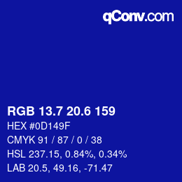 カラーコード: RGB 13.7 20.6 159 | qconv.com