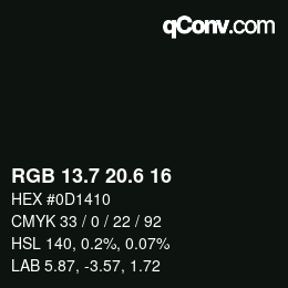 カラーコード: RGB 13.7 20.6 16 | qconv.com