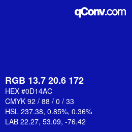 カラーコード: RGB 13.7 20.6 172 | qconv.com