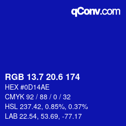 カラーコード: RGB 13.7 20.6 174 | qconv.com