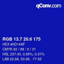 カラーコード: RGB 13.7 20.6 175 | qconv.com