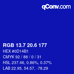 カラーコード: RGB 13.7 20.6 177 | qconv.com