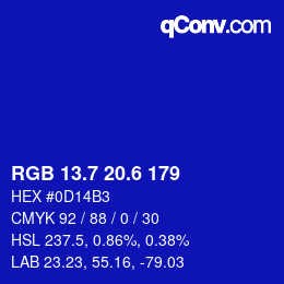 カラーコード: RGB 13.7 20.6 179 | qconv.com