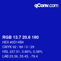 カラーコード: RGB 13.7 20.6 180 | qconv.com
