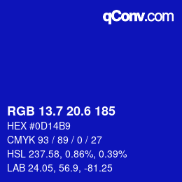 カラーコード: RGB 13.7 20.6 185 | qconv.com