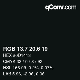 カラーコード: RGB 13.7 20.6 19 | qconv.com