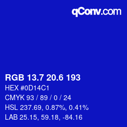 カラーコード: RGB 13.7 20.6 193 | qconv.com