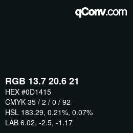 カラーコード: RGB 13.7 20.6 21 | qconv.com