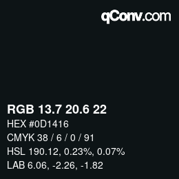 カラーコード: RGB 13.7 20.6 22 | qconv.com