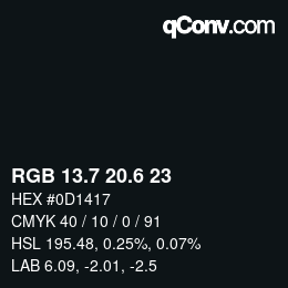 カラーコード: RGB 13.7 20.6 23 | qconv.com
