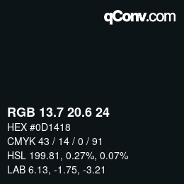 カラーコード: RGB 13.7 20.6 24 | qconv.com