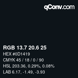 カラーコード: RGB 13.7 20.6 25 | qconv.com