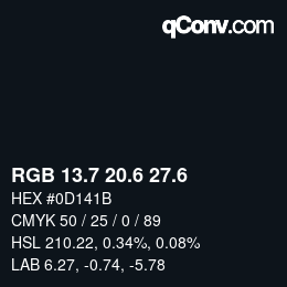 カラーコード: RGB 13.7 20.6 27.6 | qconv.com