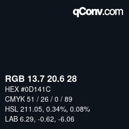 カラーコード: RGB 13.7 20.6 28 | qconv.com