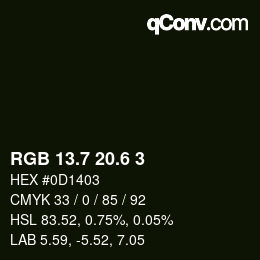 カラーコード: RGB 13.7 20.6 3 | qconv.com