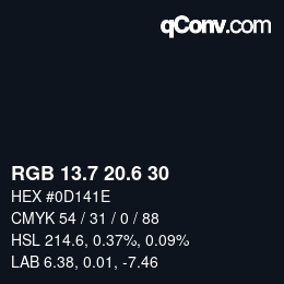 カラーコード: RGB 13.7 20.6 30 | qconv.com