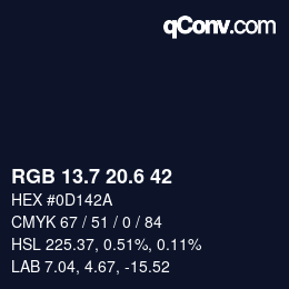 カラーコード: RGB 13.7 20.6 42 | qconv.com