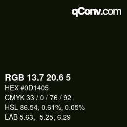 カラーコード: RGB 13.7 20.6 5 | qconv.com