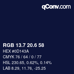 カラーコード: RGB 13.7 20.6 58 | qconv.com