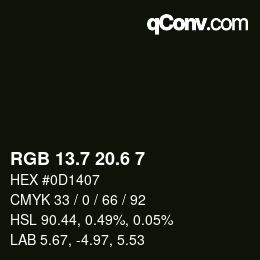 カラーコード: RGB 13.7 20.6 7 | qconv.com