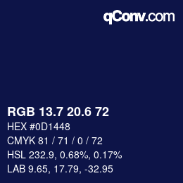 カラーコード: RGB 13.7 20.6 72 | qconv.com