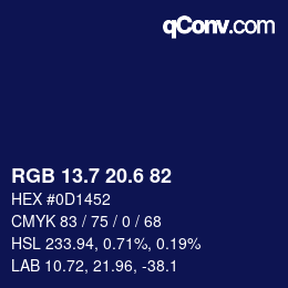 カラーコード: RGB 13.7 20.6 82 | qconv.com
