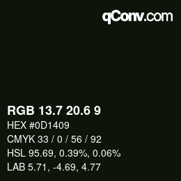 カラーコード: RGB 13.7 20.6 9 | qconv.com