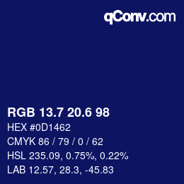 カラーコード: RGB 13.7 20.6 98 | qconv.com