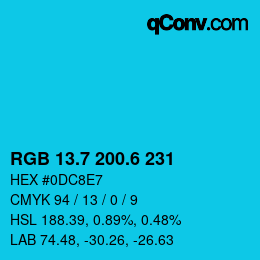 カラーコード: RGB 13.7 200.6 231 | qconv.com