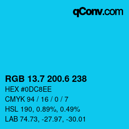 カラーコード: RGB 13.7 200.6 238 | qconv.com