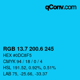 カラーコード: RGB 13.7 200.6 245 | qconv.com