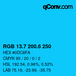 カラーコード: RGB 13.7 200.6 250 | qconv.com