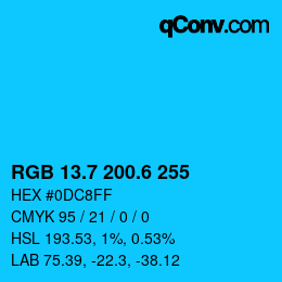 カラーコード: RGB 13.7 200.6 255 | qconv.com