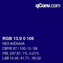 カラーコード: RGB 13.9 0 106 | qconv.com