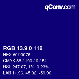 カラーコード: RGB 13.9 0 118 | qconv.com