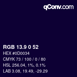 Color code: RGB 13.9 0 52 | qconv.com