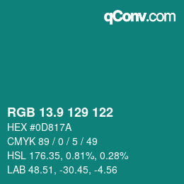 Color code: RGB 13.9 129 122 | qconv.com