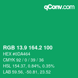 カラーコード: RGB 13.9 164.2 100 | qconv.com
