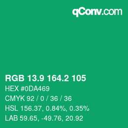 カラーコード: RGB 13.9 164.2 105 | qconv.com