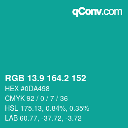 カラーコード: RGB 13.9 164.2 152 | qconv.com