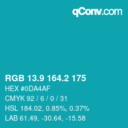 カラーコード: RGB 13.9 164.2 175 | qconv.com