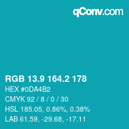 カラーコード: RGB 13.9 164.2 178 | qconv.com