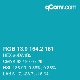 カラーコード: RGB 13.9 164.2 181 | qconv.com