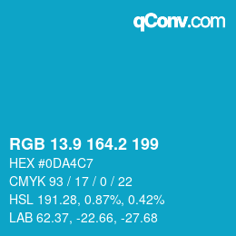 カラーコード: RGB 13.9 164.2 199 | qconv.com