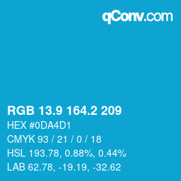 カラーコード: RGB 13.9 164.2 209 | qconv.com
