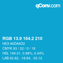 カラーコード: RGB 13.9 164.2 210 | qconv.com