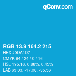 カラーコード: RGB 13.9 164.2 215 | qconv.com
